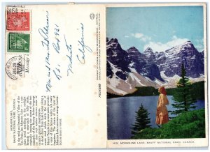 1952 Morraine Lake Banff National Park Alberta Canada Vintage Posted Postcard