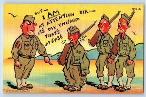 Comic Humor Postcard Military Soldier My Uniform That At Ease WWII c1940's