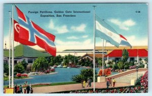 3 Postcards GOLDEN GATE EXPO San Francisco FOREIGN PAVILION, SWAN BOATS 1939