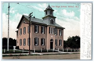 1907 High School Building Campus Roadside Belmar New Jersey NJ Posted Postcard