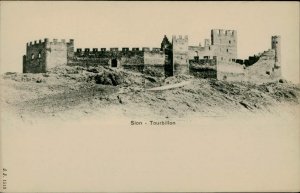 B576 Switzerland Sion ruins of the Château de Tourbillon postcard 1900s
