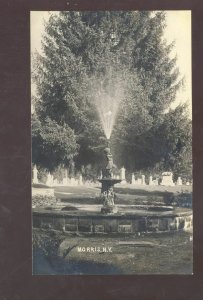 RPPC MORRIS NEW YORK NY CITY PARK CEMETERY FOUNTAIN REAL PHOTO POSTCARD