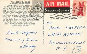 Penn Sheraton Hotel Pittsburgh Pennsylvania PA pm, 1957 Postcard