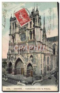 Old Postcard Amiens cathedral with the Fleche