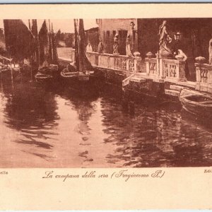 c1900s Milano La campana della sera Fragiacomo P. Painting Postcard Ferrovie A82