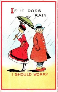 2~Comic Postcards I SHOULD WORRY Closed Barber Shop~No Umbrella/If It Does Rain