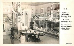 1940s AMADOR VOLCANO CA Trading Post Museum Interior RPPC postcard 9677