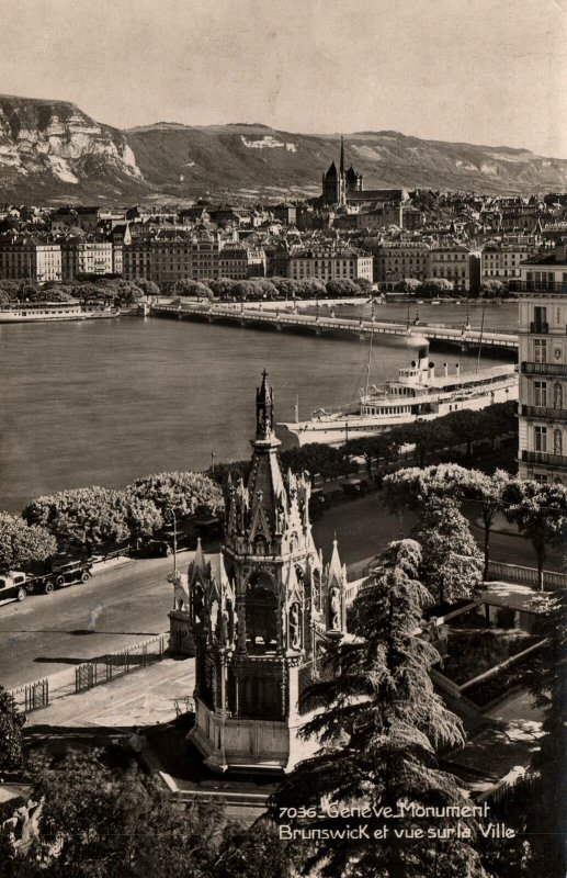 VINTAGE POSTCARD THE BRUNSWICK MONUMENT IN THE CITY OF GENEVA SWITZERLAND RPPC