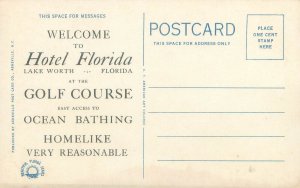 Lake Worth Florida, Hotel Florida Advertising Postcard