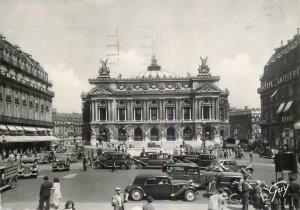 France Paris Opera Square lot of 4 semi-modern postcards 1949-1957 classic cars