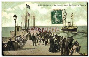 Old Postcard Boat Ship Dieppe The pier Entree of stearmer France