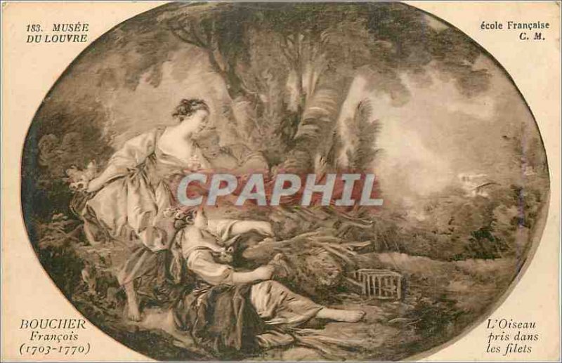 Old Postcard Louvre Museum Boucher Francois School fra?aise The Bird Caught i...