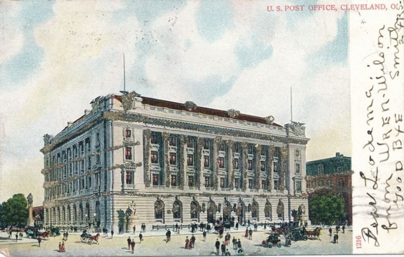 Cleveland, Ohio - U.S. Post Office - Glitter Enhanced - pm 1906 - UDB