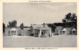 Sanford North Carolina Jefferson Motel, Gas Pumps Shown Vintage Postcard U7303