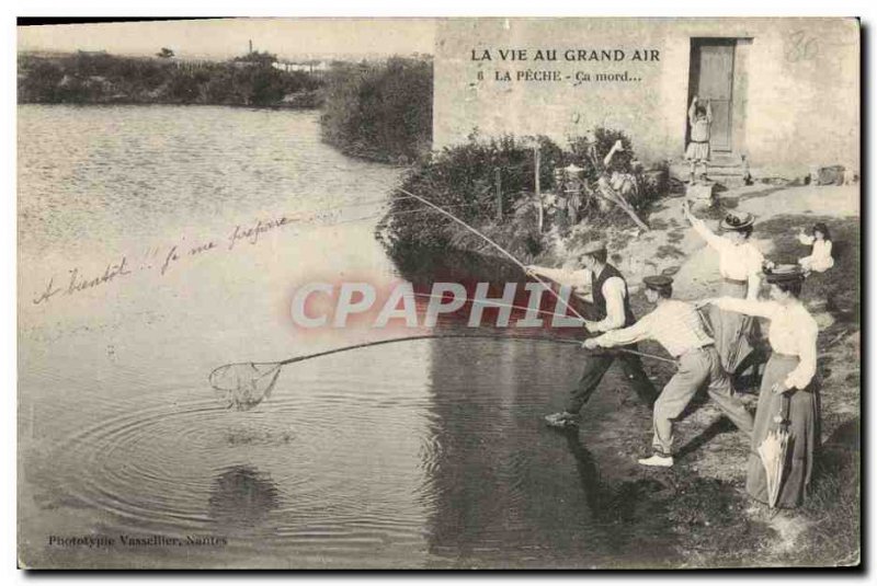 Old Postcard The outdoor life The fishing