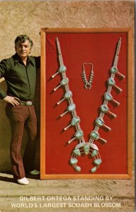 Postcard Gilbert Ortega's Indian Arts World's Largest Squash Blossom Jewelry