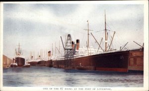 LIVERPOOL ENGLAND Steamers at Docks Old Postcard