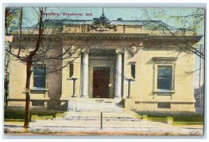 c1910 Front View Post Office Building Vincennes Indiana Antique Vintage Postcard