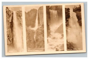Vintage 1923 RPPC Postcard Falls Around the US Bridal Veil Yosemite Nevada Falls