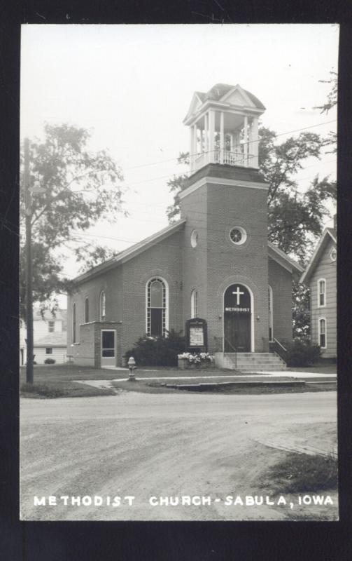 RPPC SABULA IOWA METHODIST CHURCH VINTAGE REAL PHOTO POSTCARD