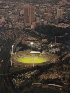 Melbourne Australian Cricket Stadium At Night Illuminations Floodlights Postcard