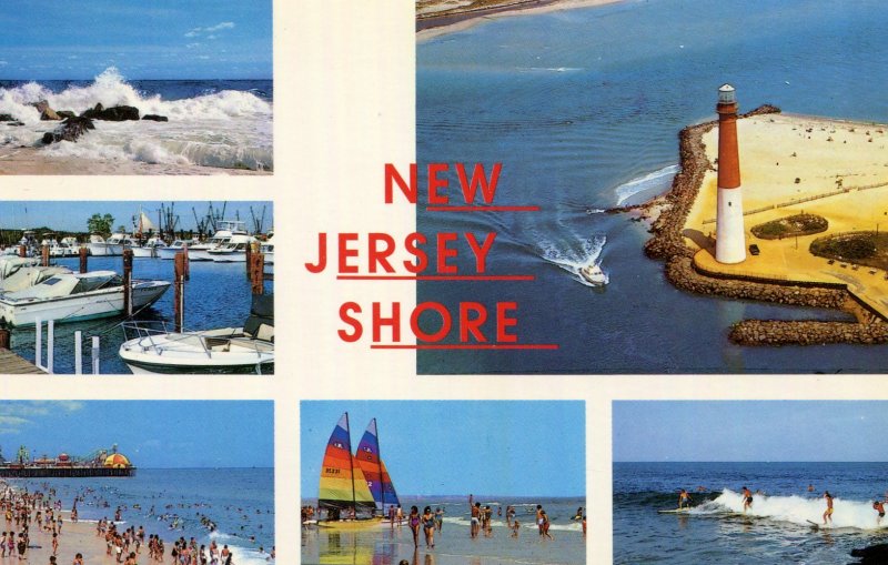 NEW JERSEY SHORE 6 PICS BARNEGAT SEASIDE PARK LBI BAYHEAD UNUSED CHROME POSTCARD