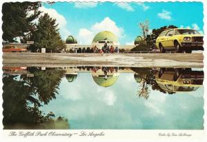 Los Angeles CA Griffith Park Observatory Reflection 1970s Station Wagon Postcard