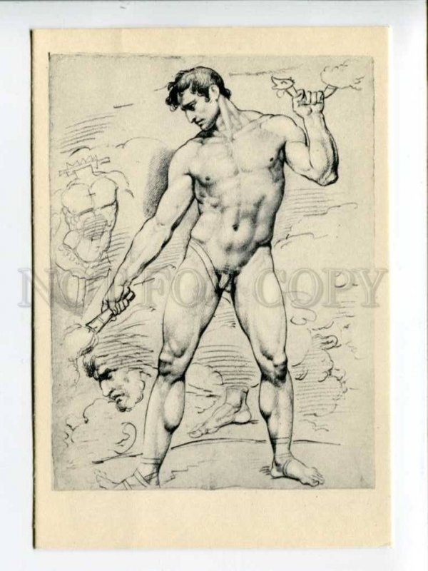 414461 USSR 1957 year Egorov nude young man model postcard