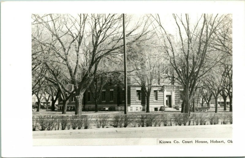 Vtg Cartolina RPPC Kiowa Contea Palazzo Della - Hobart Oklahoma - Non Usato