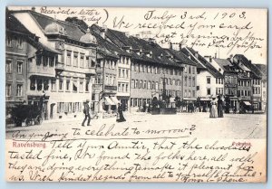 Ravensburg Baden-Württemberg Germany Postcard View of The Street Buildings 1903