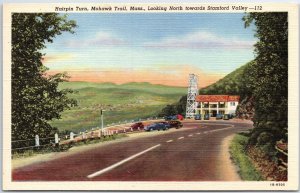 VINTAGE POSTCARD 1930s HAIRPIN BEND ON MOHAWK TRAIL STAMFORD VALLEY CONNECTICUT