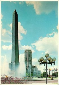 Obelisk Square Fountain Indianapolis Indiana Gothic UP Cathedral Postcard VTG 