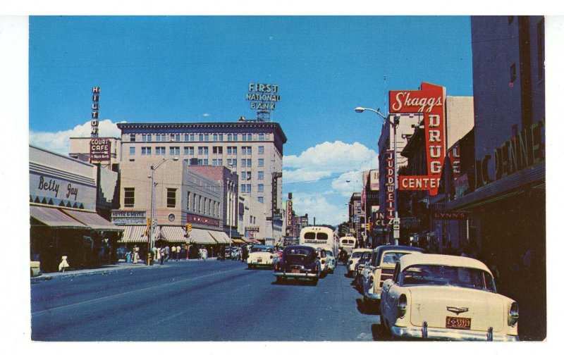 NM - Albuquerque. Central Ave (US Hwy 66) Street Scene looking East ca 1955