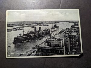 Mint British Egypt English Postcard Port Said Entrance of the Suez Canal