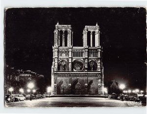 Postcard Façade de Notre-Dame Illuminée, Paris, France