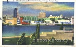 Lagoon and Science Building 1933 Chicago, Illinois USA Worlds Fair Exposition...