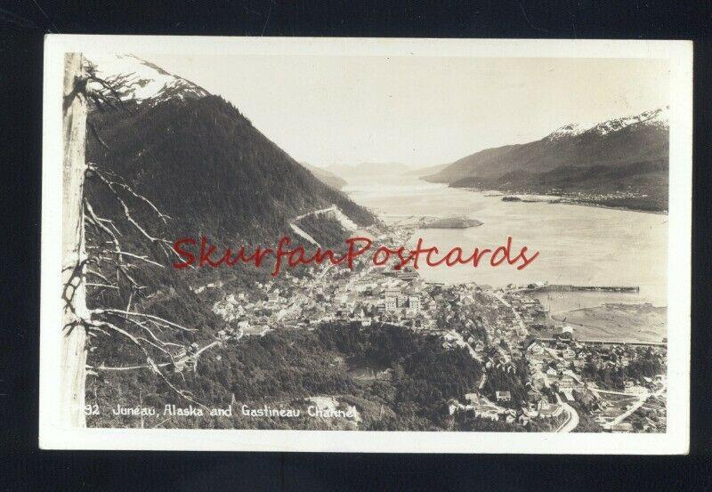 JUNEAU ALASKA GASTINEAU CHANNEL VINTAGE REAL PHOTO POSTCARD