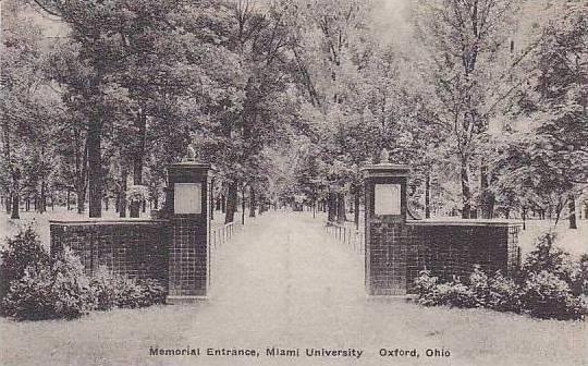 Ohio Oxford Memorial Enterance Miami University Albertype