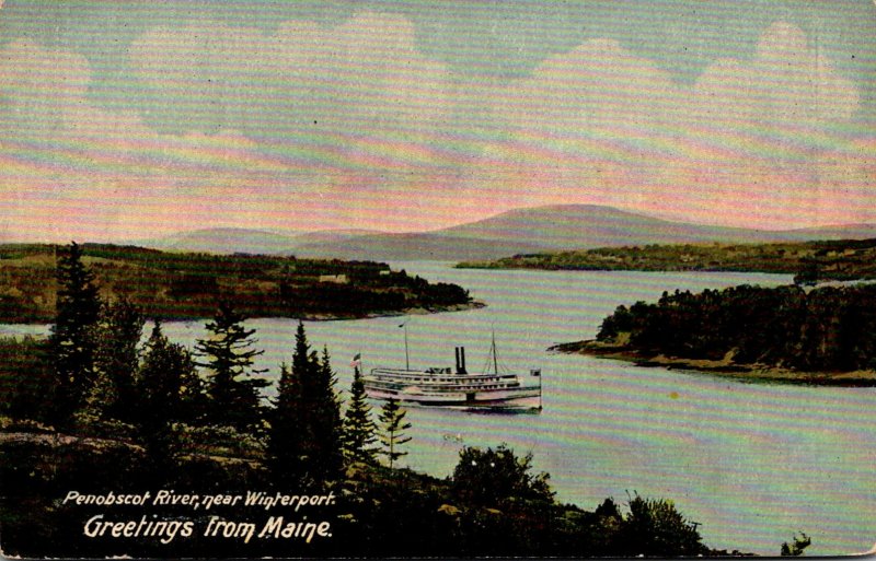 Maine Steamer On Penobscot Rover Near Winterport