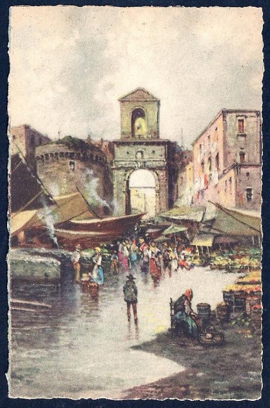 Capuan Port Naples by Carelli unused c1940's