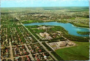 Postcard SK Regina Aerial View Regina Parliament & Wascana Lake 1970s K56