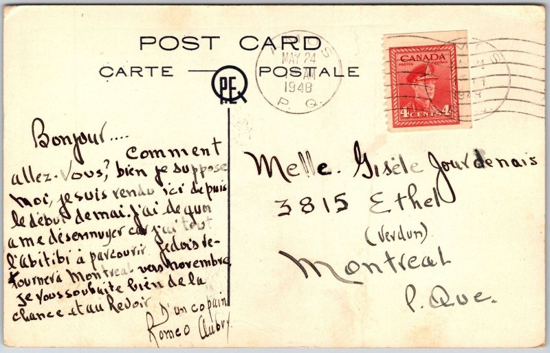 1948 Amos Sud-Est Studio B.D. Veillette Abitibi Quebec Canada Posted Postcard 