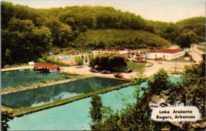 Linen Postcard Lake Atalanta in Rogers, Arkansas