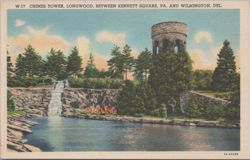 Postcard Chimes Tower Longwood Between Kennet Square PA + Wilmington DE