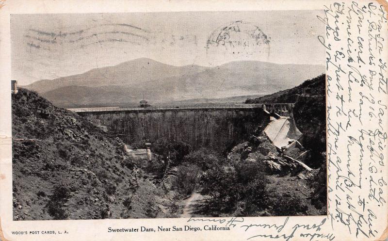 Sweetwater dam, Near San Diego, California, Early Postcard, Used in 1906