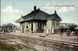 York Beach Maine ME Train Station Depot 1900s-10s Postcard