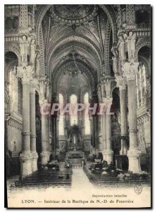 Postcard Old Lyon Interior of the Basilica of Our Lady of Fourviere