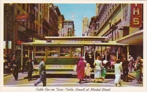 California San Fracisco Cable Car On Turn Table Powell At Market Street