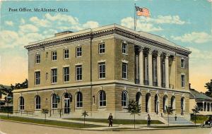 c1910 Vintage Postcard; Post Office, McAlester OK Pittsburg County Unposted