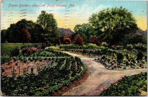 Postcard NE Omaha Hanscom Park Flower Garden